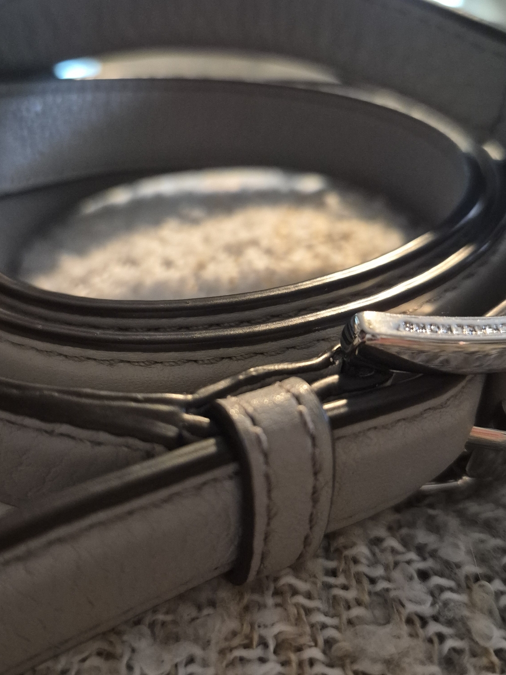 Michael Kors Leather Crossbody Strap in Light Gray with Silver Hardware - Picture 3 of 3